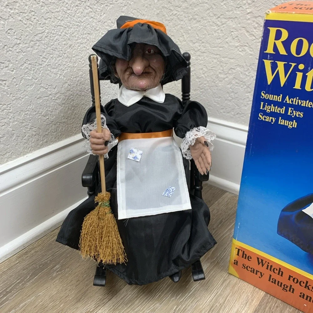 Gemmy Halloween Rocking Witch Animated Cackling Glow Eyes 1991 VTG WORKING